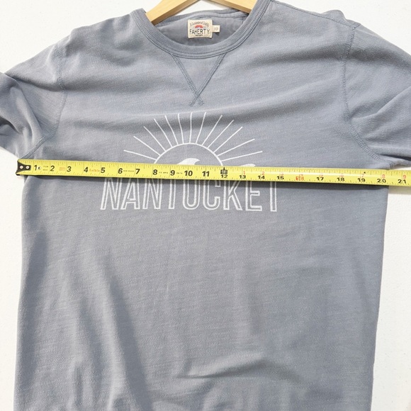 Faherty Nantucket Sunwashed Slub Crew Blue Small - Picture 5 of 9